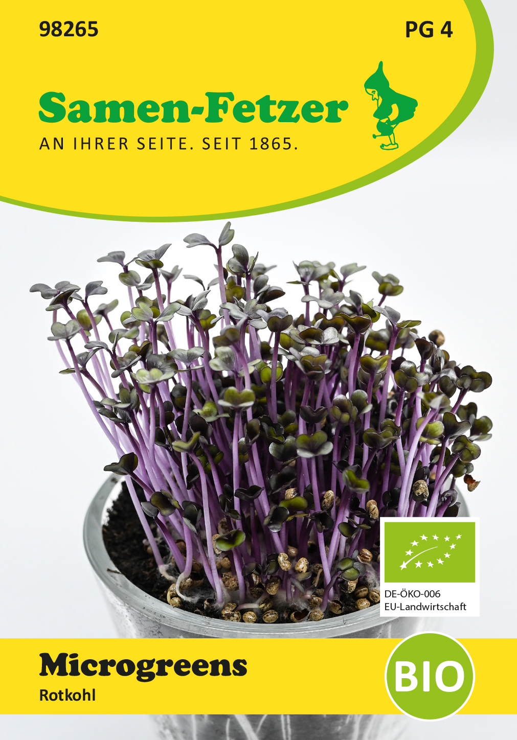 Bio Rotkohl Microgreens in Anzuchtschale aus dem Samen-Sortiment Fetzers Microgreens Küchen Set, ideal für frische, aromatische Keimlinge auf der Fensterbank für Salate, Bowls und Smoothies