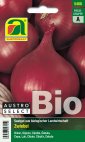 Bio-Saatgutpackung von Austro Select mit Foto mehrerer roter Zwiebeln und Bio-Logo