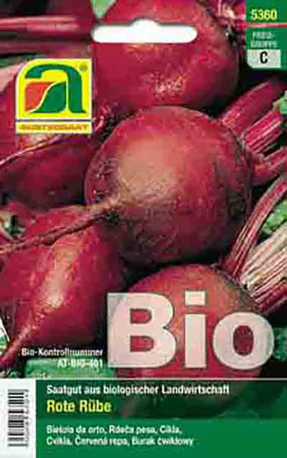 5360 Packung Bio-Saatgut Rote Rübe (Rote Bete), Produktbild mit roten Rüben