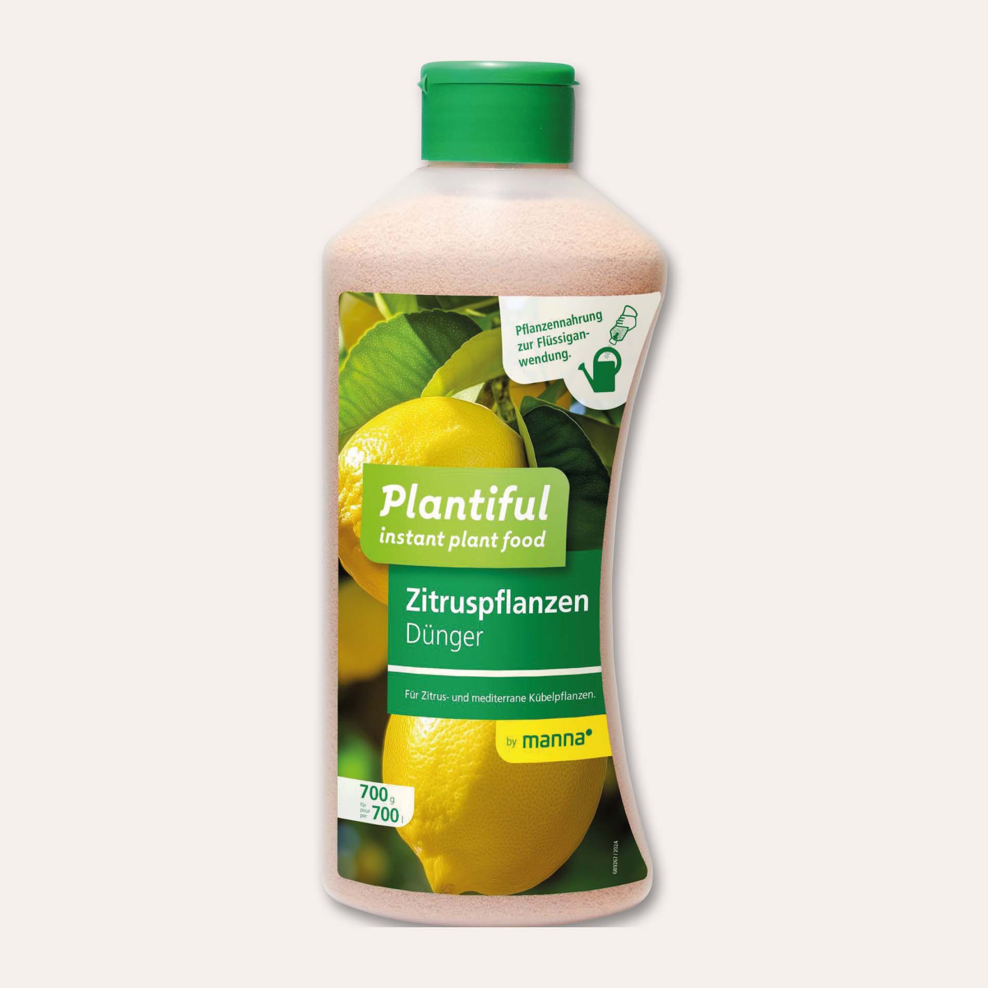 Flasche Plantiful Zitruspflanzendünger von Hauert Manna, wasserlösliche Instant-Pflanzennahrung für Zitruspflanzen, mediterrane Kübelpflanzen und Palmen