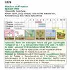 Nahaufnahme eines Produktetiketts mit dem Titel 'Moschus de Provence', Zutatenliste, Gebrauchshinweisen und Pflegesymbolen auf weißem Hintergrund.