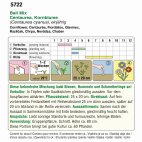 Nahaufnahme eines Produktetiketts S722 mit Tabelle, Inhaltsstoffen, Dosier- und Gebrauchshinweisen sowie Warnhinweisen und Herstellerangaben in deutscher Sprache.