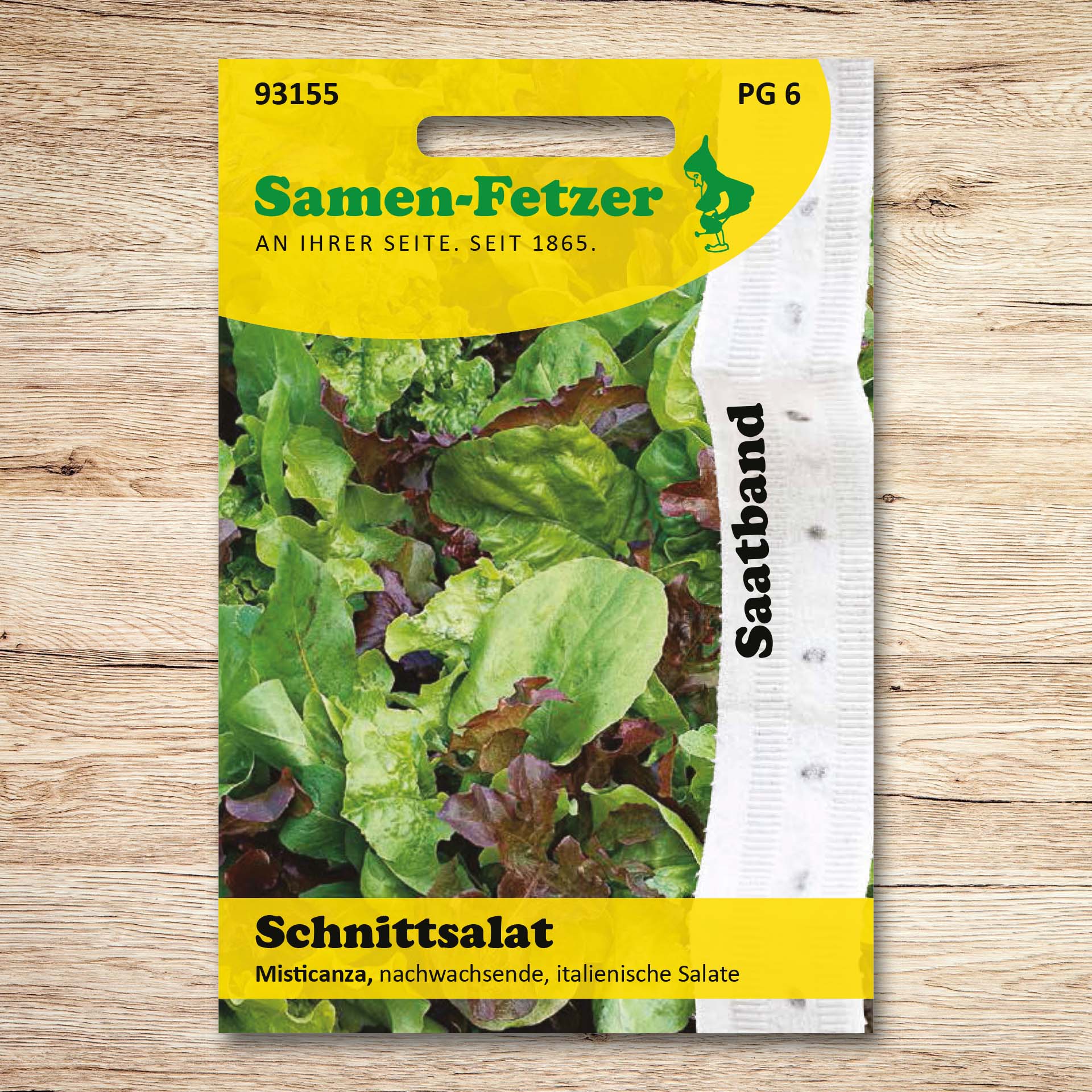 Saatband Schnittsalat Misticanza von Samen-Fetzer, traditionelle italienische Mischung aus Blatt- und Zichoriensalaten für frischen, bunten, vitaminreichen Schnittsalat