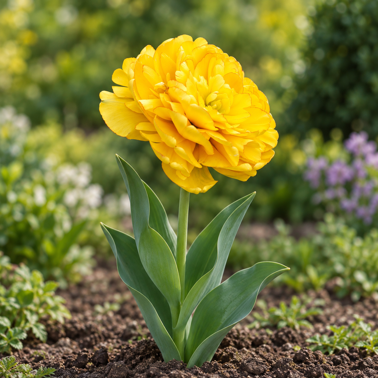Gefüllte späte Tulpen Yellow Pomponette