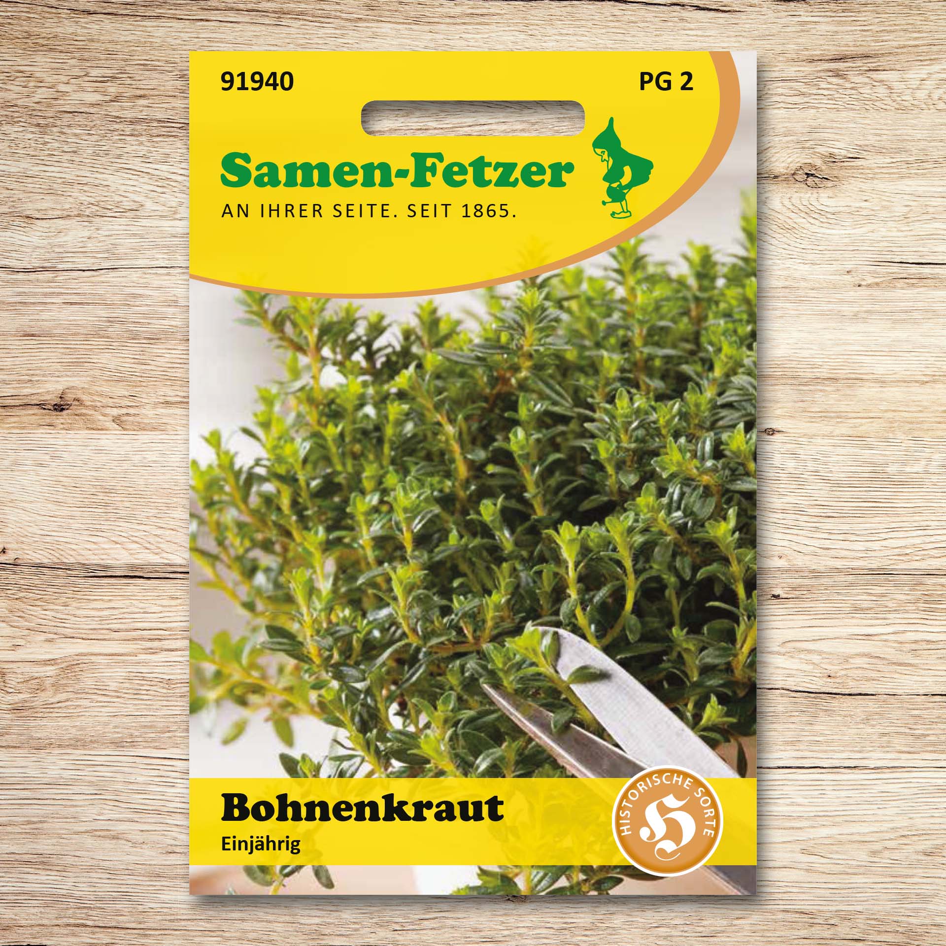 Saatgut Bohnenkraut einjährig von Samen-Fetzer, historische Sorte – frisches Pfefferkraut mit pfefferartigem Aroma für Bohnen, Fisch und Fleischgerichte