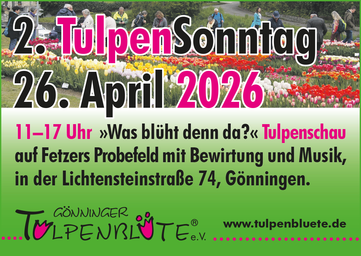 2. Tulpensonntag 26.04. 11-17 Uhr mit großer Tulpenschau