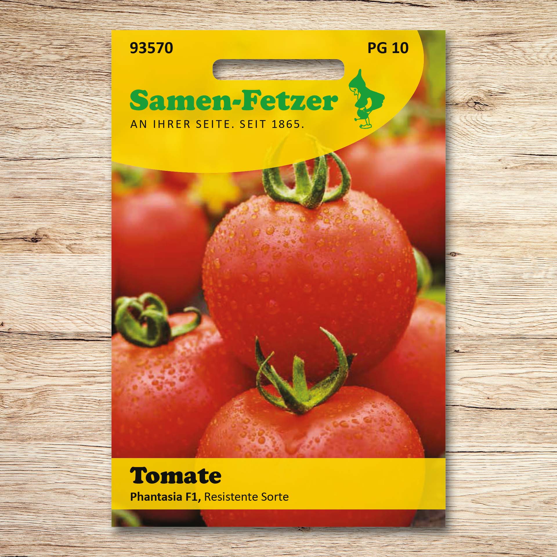 Saatgutpackung Samen-Fetzer Tomaten Phantasia F1 mit roten, großen Tomaten – frühe, resistente Stabtomate für Freiland und Gewächshaus