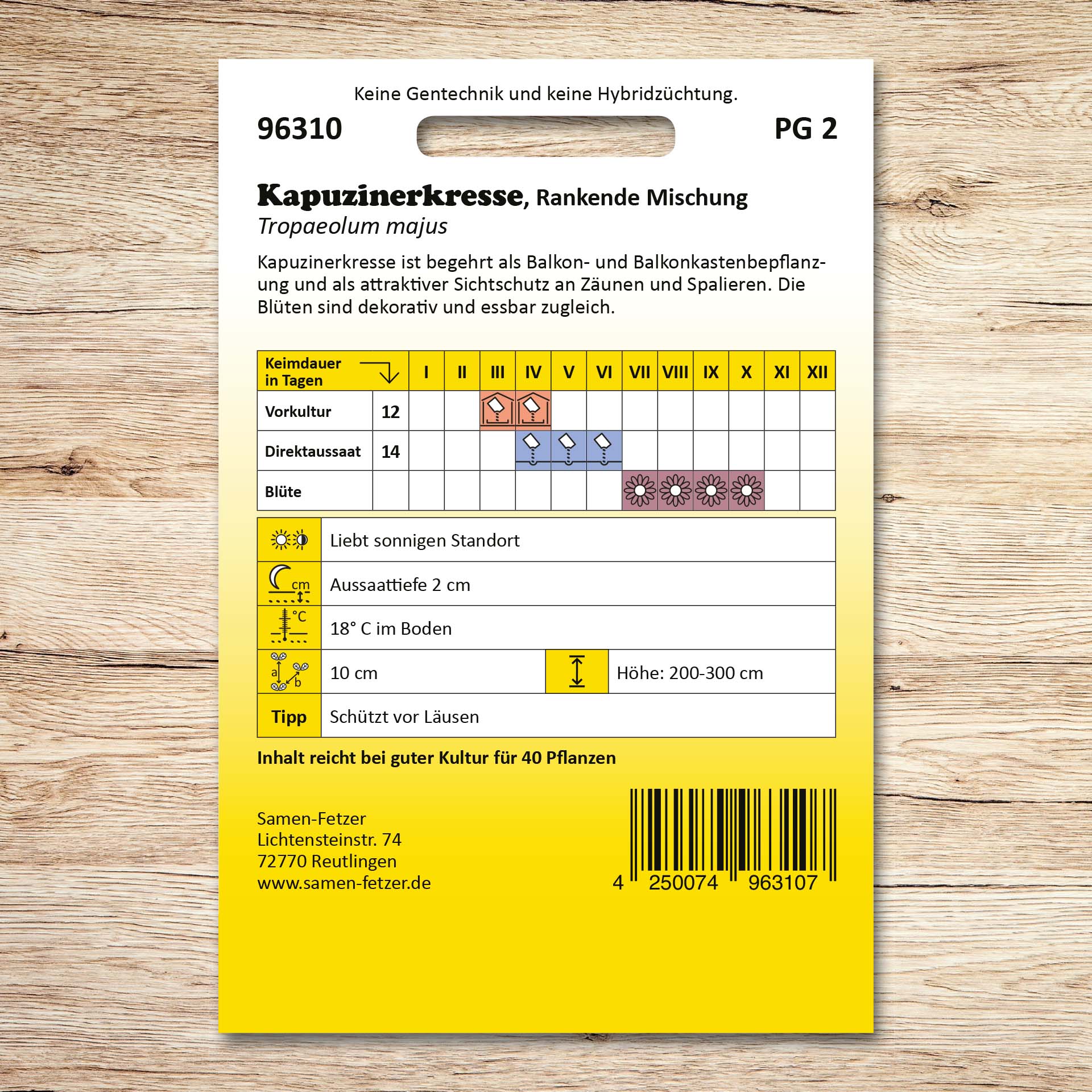 Kapuzinerkresse Prachtmischung, hoch, rankend