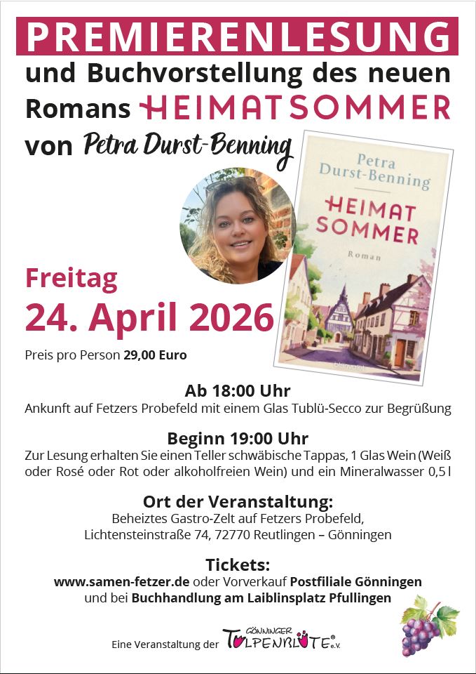 Eintrittskarte Premierenlesung des Romans Heimatsommer von Petra Durst-Benning