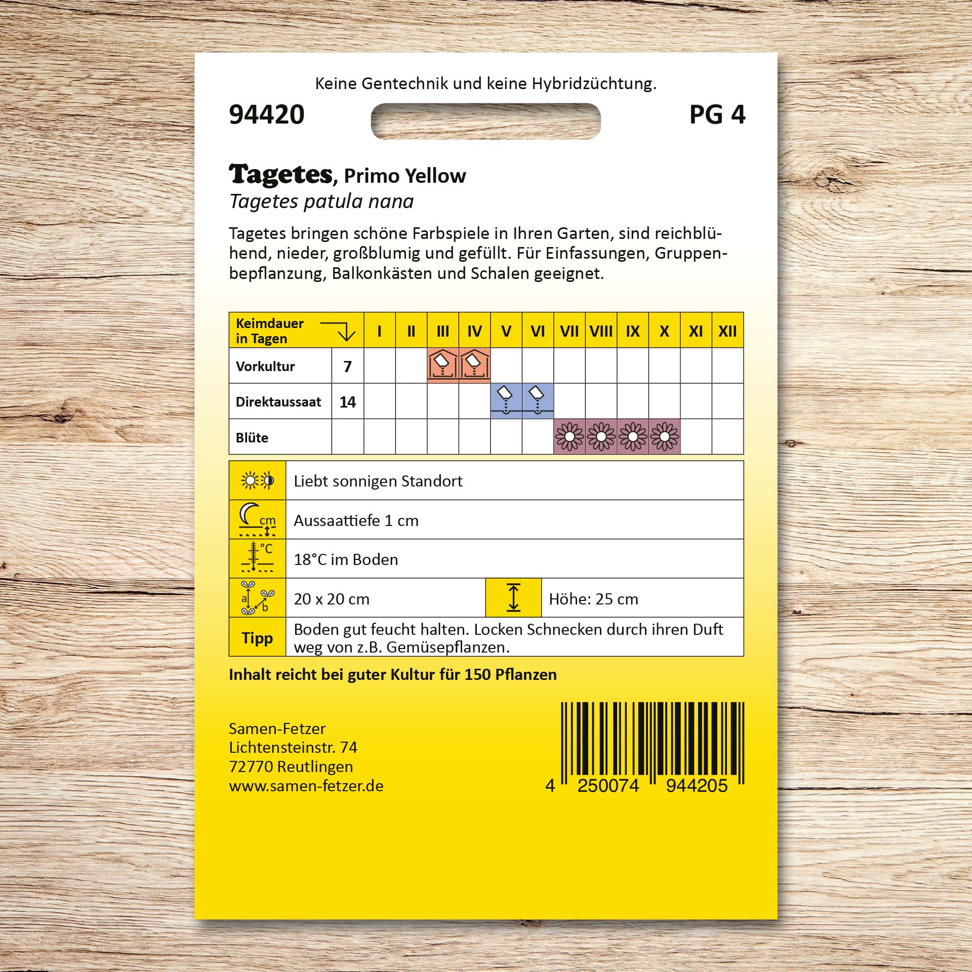 Tagetes Primo Yellow/Yellow Jacket