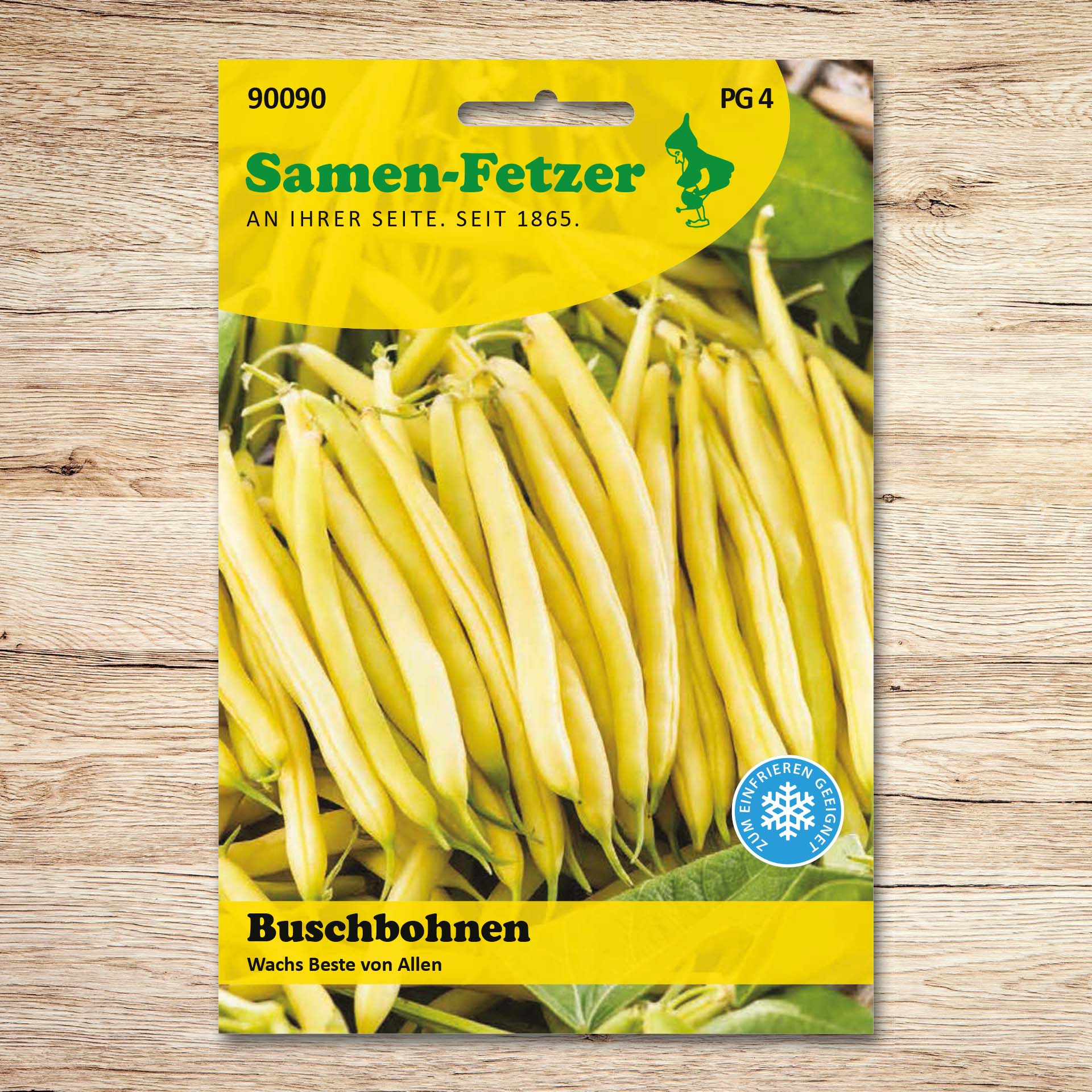 Saatgutpackung Samen-Fetzer Buschbohnen Wachs Beste von Allen mit langen, gelben, zarten Wachsbohnenhülsen, mittelfrüh und ertragreich