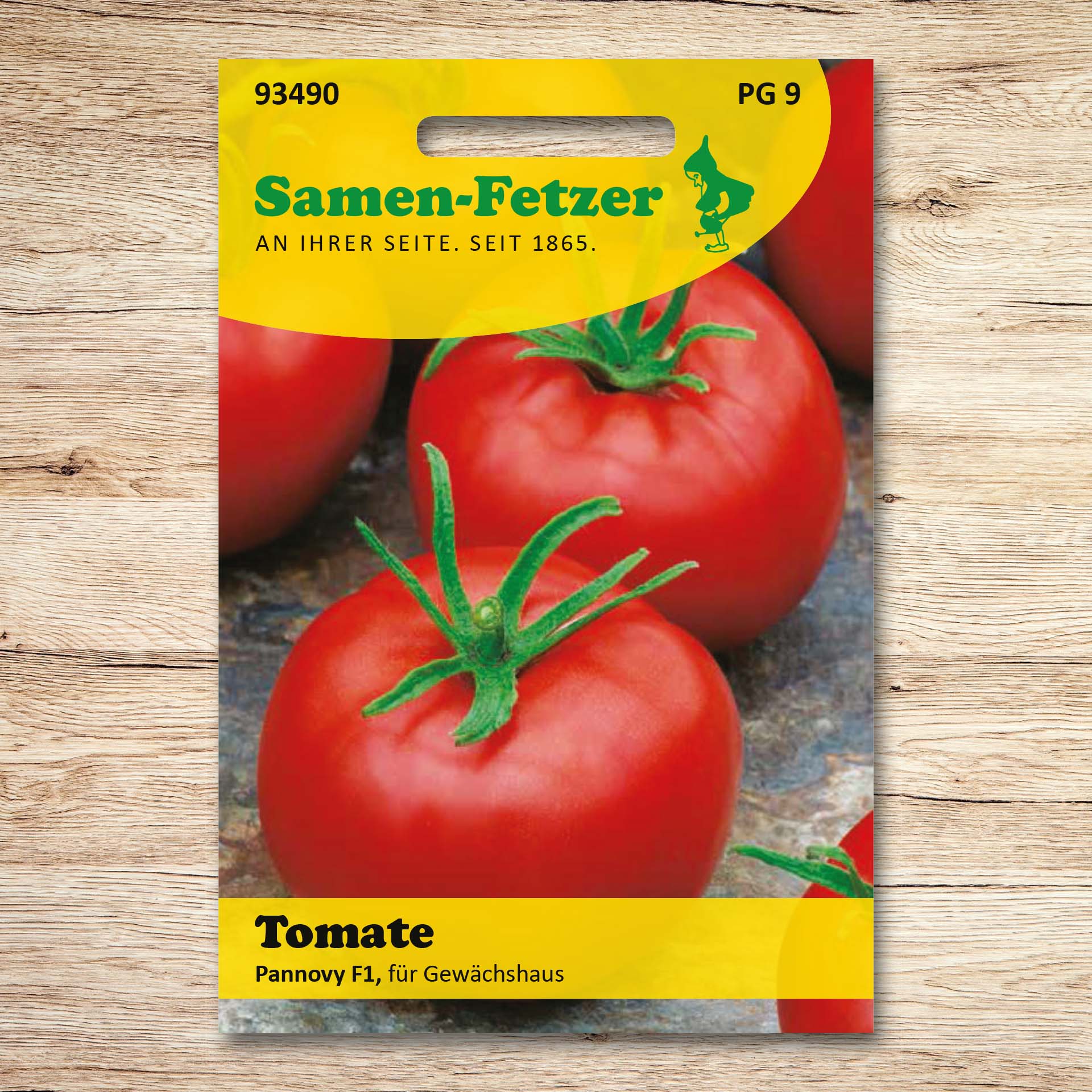 Samenpackung Tomate Pannovy F1 von Samen-Fetzer mit roten, glatten Früchten – mittelfrühe Longlife-Tomate für Gewächshaus, mit exzellentem Geschmack und guter Haltbarkeit an der Pflanze