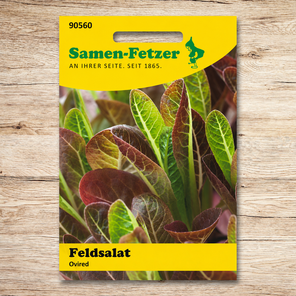 Saatgutverpackung Feldsalat Ovired von Samen-Fetzer als Teil des Samen-Sortiments Fetzers Hochbeet Sommer Set für frisches Grün und attraktive Blattfarben im Hochbeet