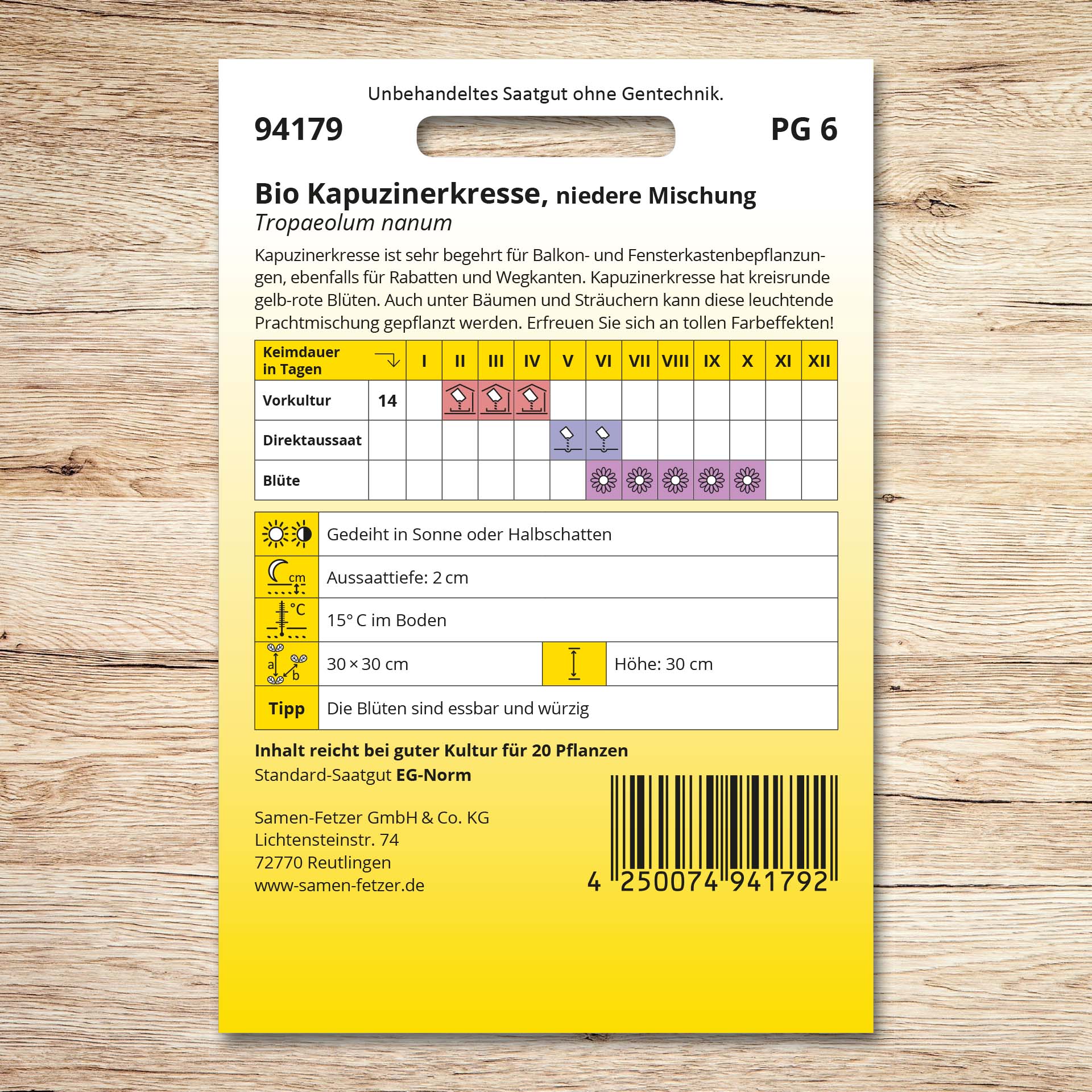 Kapuzinerkresse (Bio) Niedere Mischung