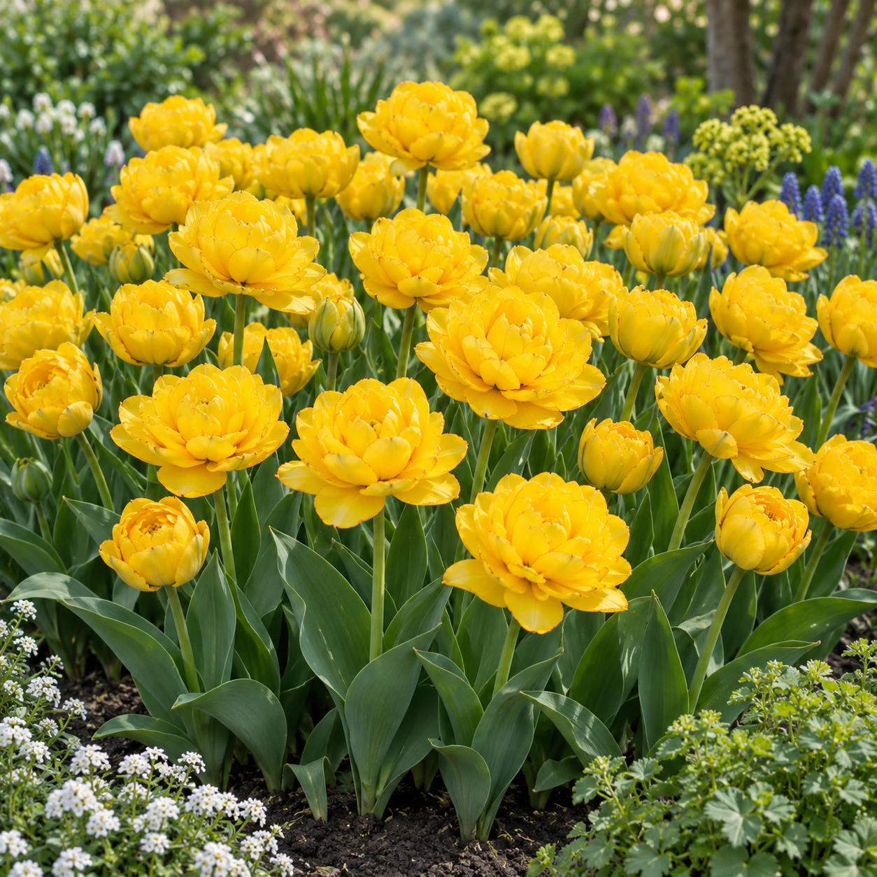Gefüllte späte Tulpen Yellow Pomponette