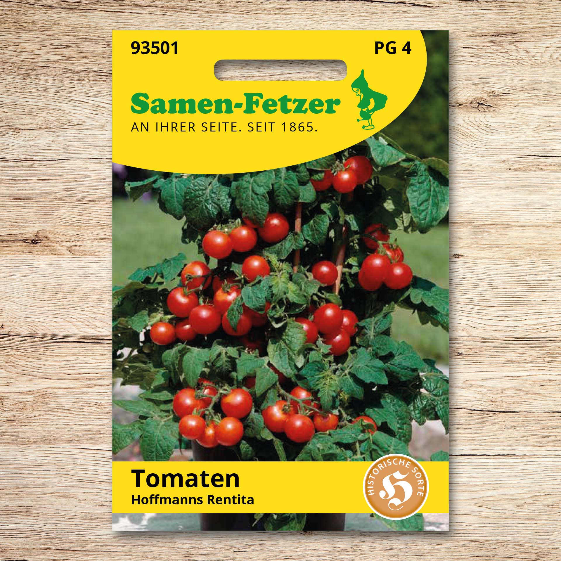 Saatgut Tomaten Hoffmanns Rentita von Samen-Fetzer, historische buschige Balkontomate für Topf und Container mit vielen leuchtend roten, aromatischen Früchten