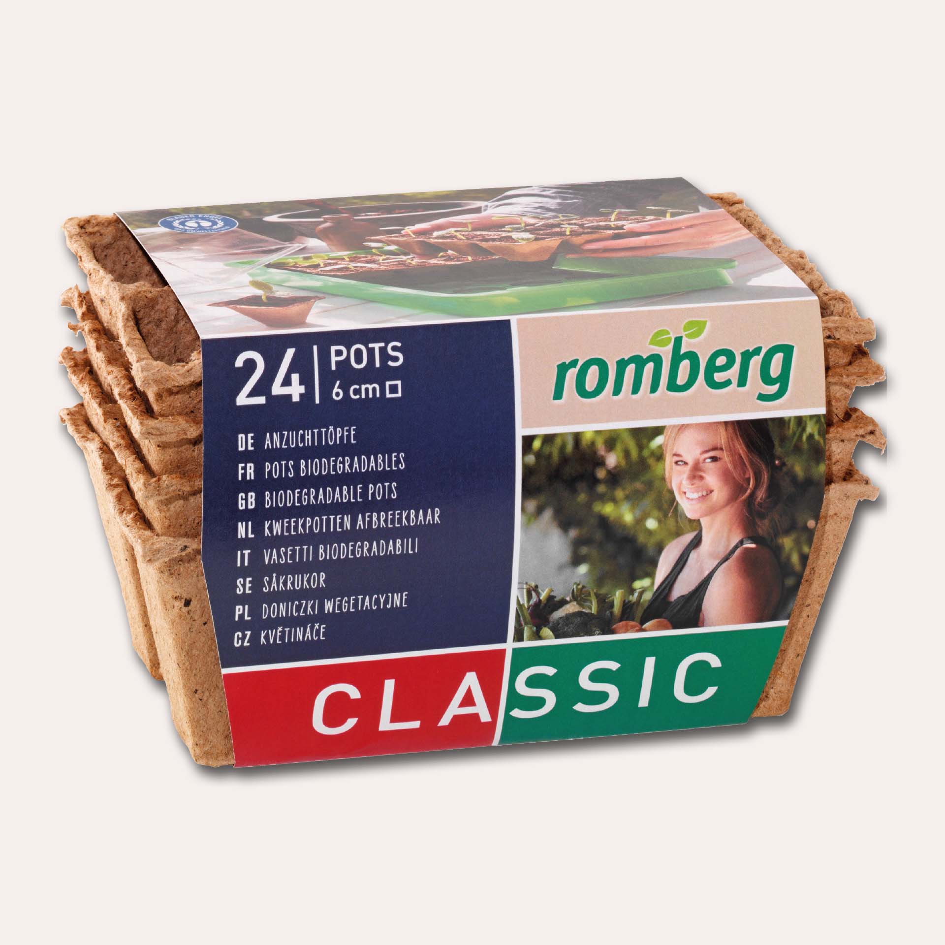 Anzuchttöpfe quadratisch 24 Stück - 4 Strips à 6 Töpfe